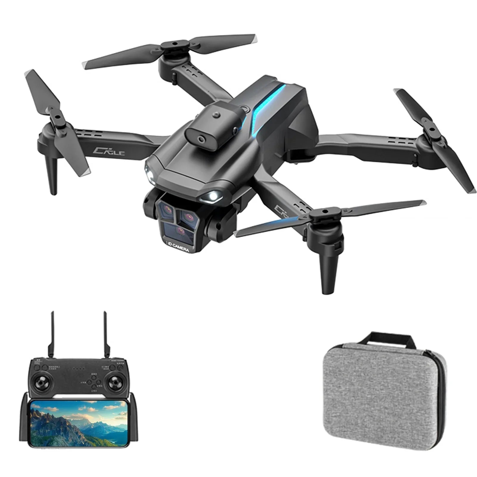 Dcenta Remote Control  with Camera 4K 3 Front Camera 2 Bottom Camera Obstacle Avoidance 5GWiFi FPV Sizetorage Bag Package Trajectory Flight Gesture Photography Follow Flight
