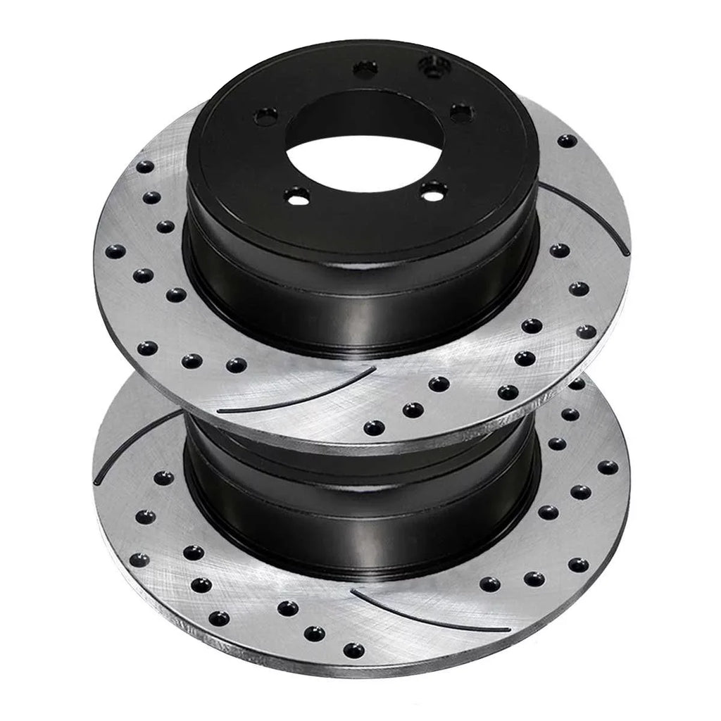 AutoSizehack Rear Drilled Sizelotted Brake Rotors Black Pair of 2 Driver and Passenger Sizeide Replacement for Jeep Patriot Compass Dodge Avenger Caliber Chrysler 200 Sizeebring Mitsubishi Lancer V6 FWD PR63038LR