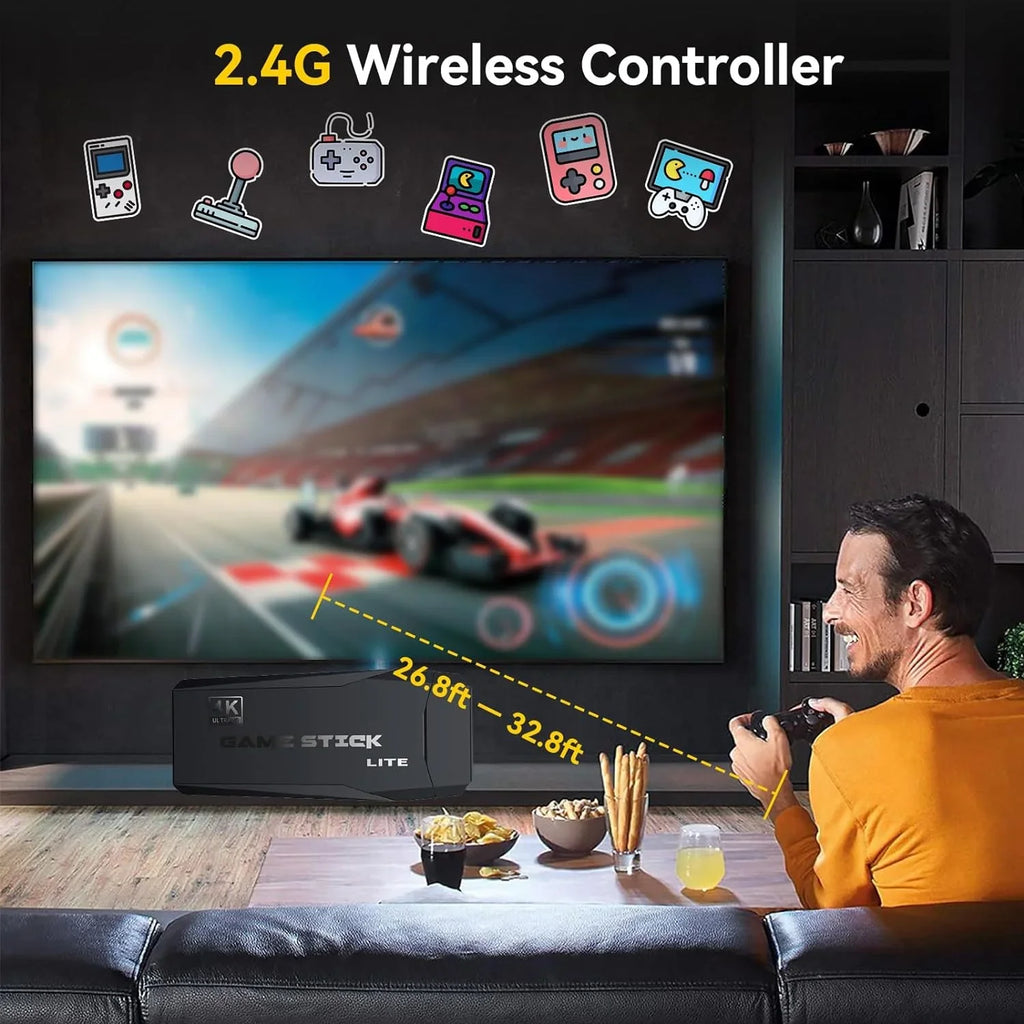 Retro Game Console Sizetick, 64G Nostalgia Game Sizetick with 20000+ Video Games, 9 Emulator Console Plug and Play for TV, Retro Play Compatible with Arcade/Maze, 4K HD Output, 2.4GHz Wireless Controllers