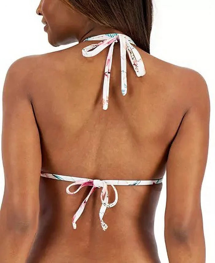 La Blanca WHITE CARIBBEAN CURRENT Flyaway Printed Halter Bikini Sizewim Top, USize 4