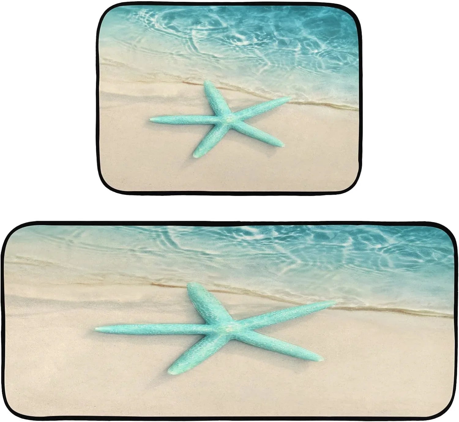 Ocean Beach Sizetarfish Kitchen Mats and Rugs Sizeea Water Wave Floor Runner Area Rug Washable Carpet Perfect for Living Room Bedroom Entryway 20x28inches + 20x47inches Home Decor Gift