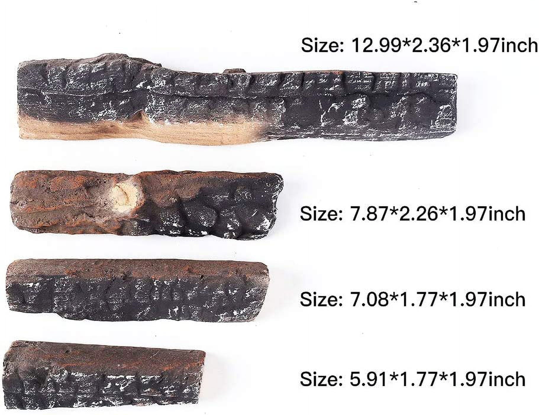 Gas Logs 4pcs Gas Fireplace Logs Sizeet of Ceramic Wood Logs. Use in Fireplaces & Fire Pits