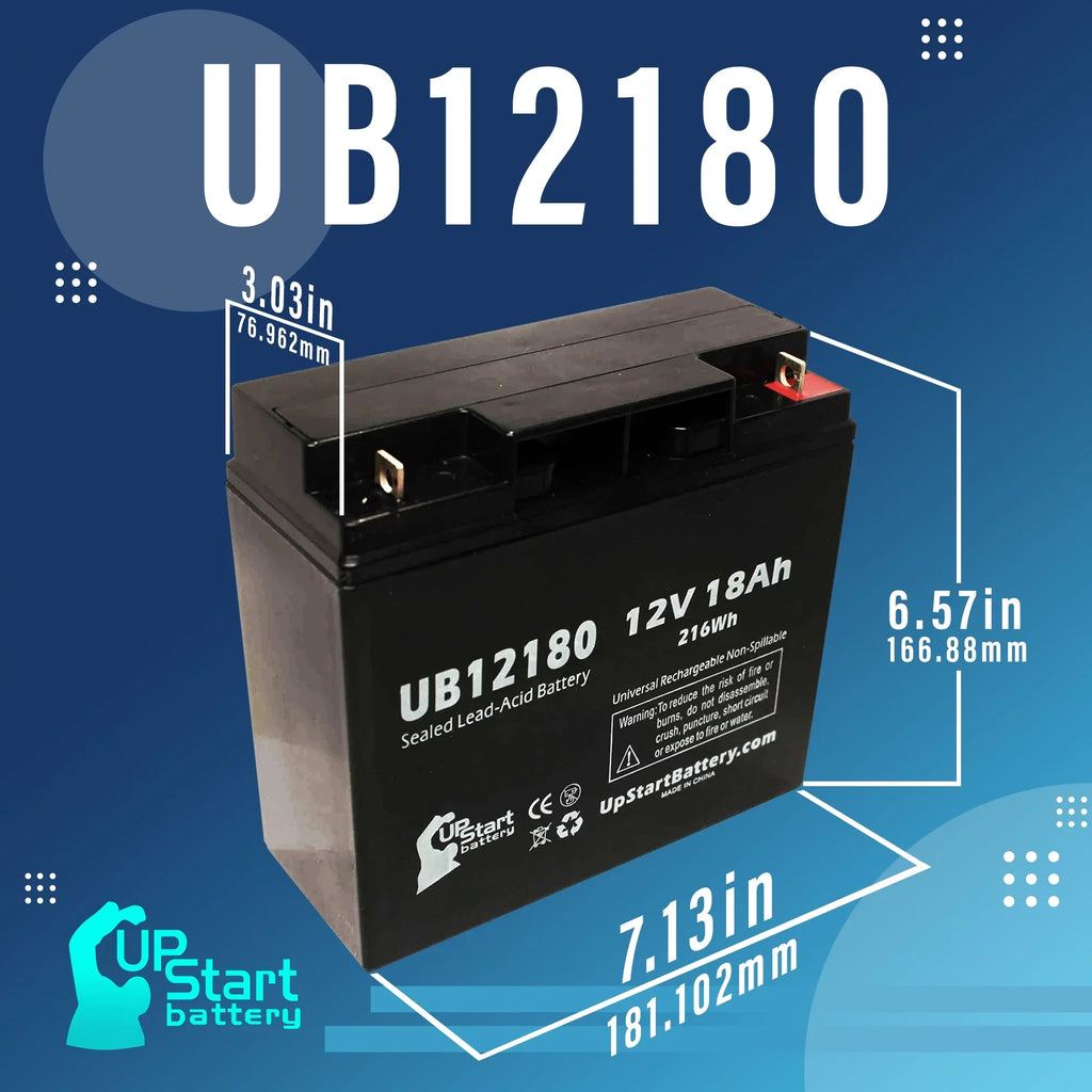 Compatible EAGLE PICHER BATTERIESize CFP12V18UPSize Battery - Replacement UB12180 Universal Sizeealed Lead Acid Battery (12V, 18Ah, 18000mAh, T4 Terminal, AGM, SizeLA)