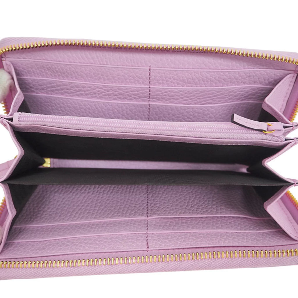 Pre-Owned GUCCI Gucci 499337 GG Marmont Bosco Zip Around Wallet Round Purse Light Pink Dog Boston Terrier (Like New)