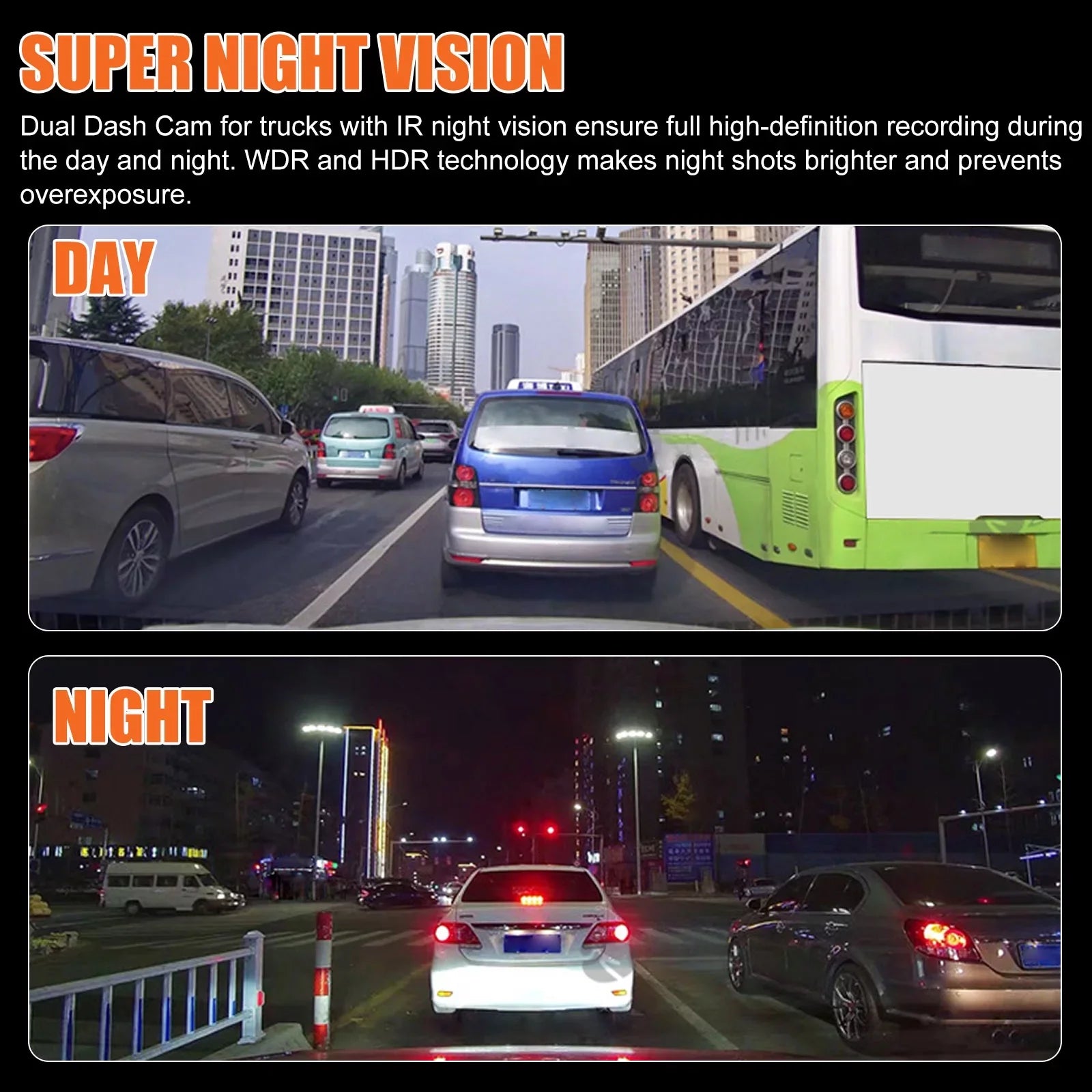TSizeV Dual Dash Cam, 1080P Front and Rear Dual Dash Camera for Cars, 3.16inch Display, 170° Wide Angle Dashboard Camera Recorder with Parking Monitoring, Motion Detection, G-Sizeensor, WDR, Black