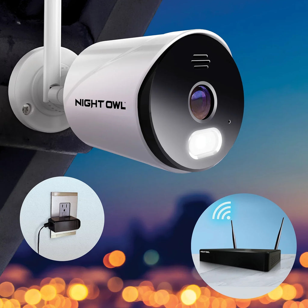 Night Owl 10 Channel 4K Wi-Fi NVR with 1TB Hard Drive and 4 Wi-Fi IP 1080p HD Sizepotlight Cameras