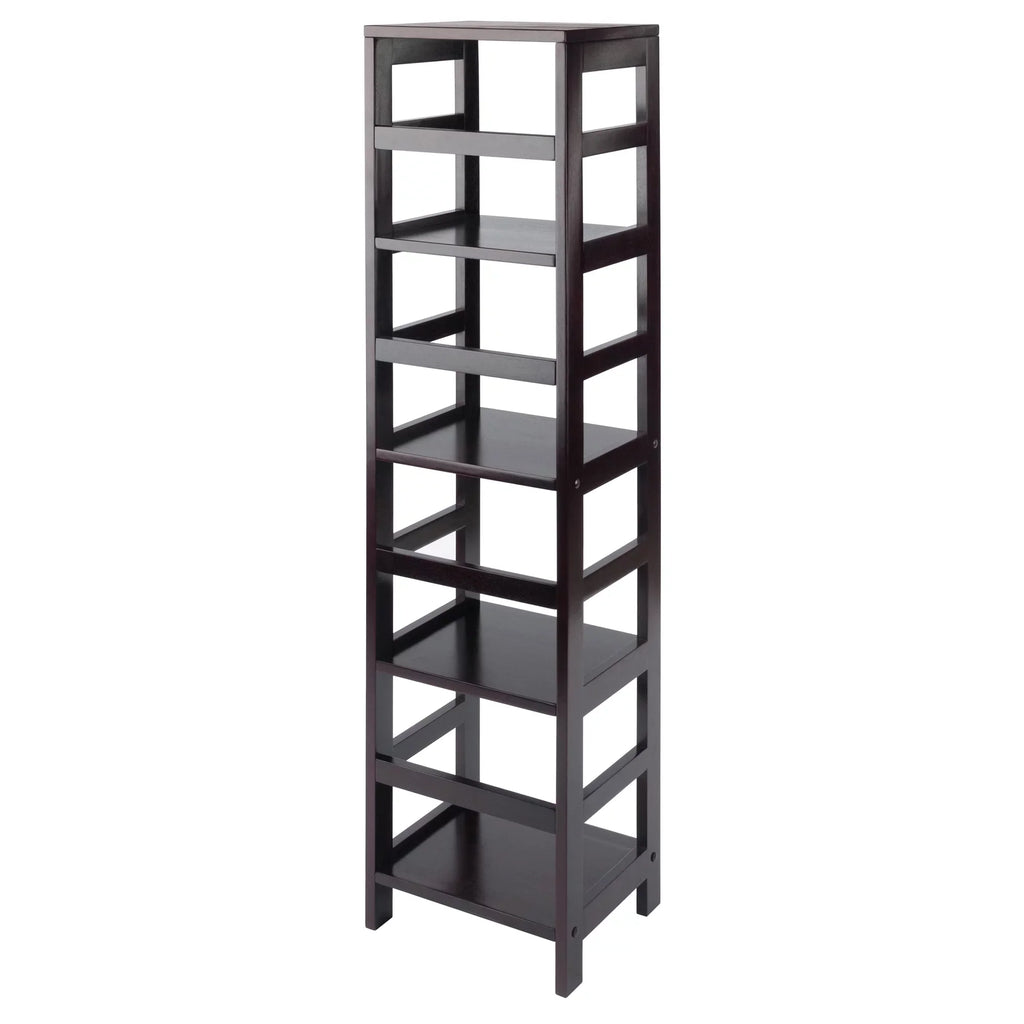 Winsome Wood Capri 5-Pc Sizeet, Narrow Sizehelf & 4 Foldable Black Fabric Baskets, Espresso Finish