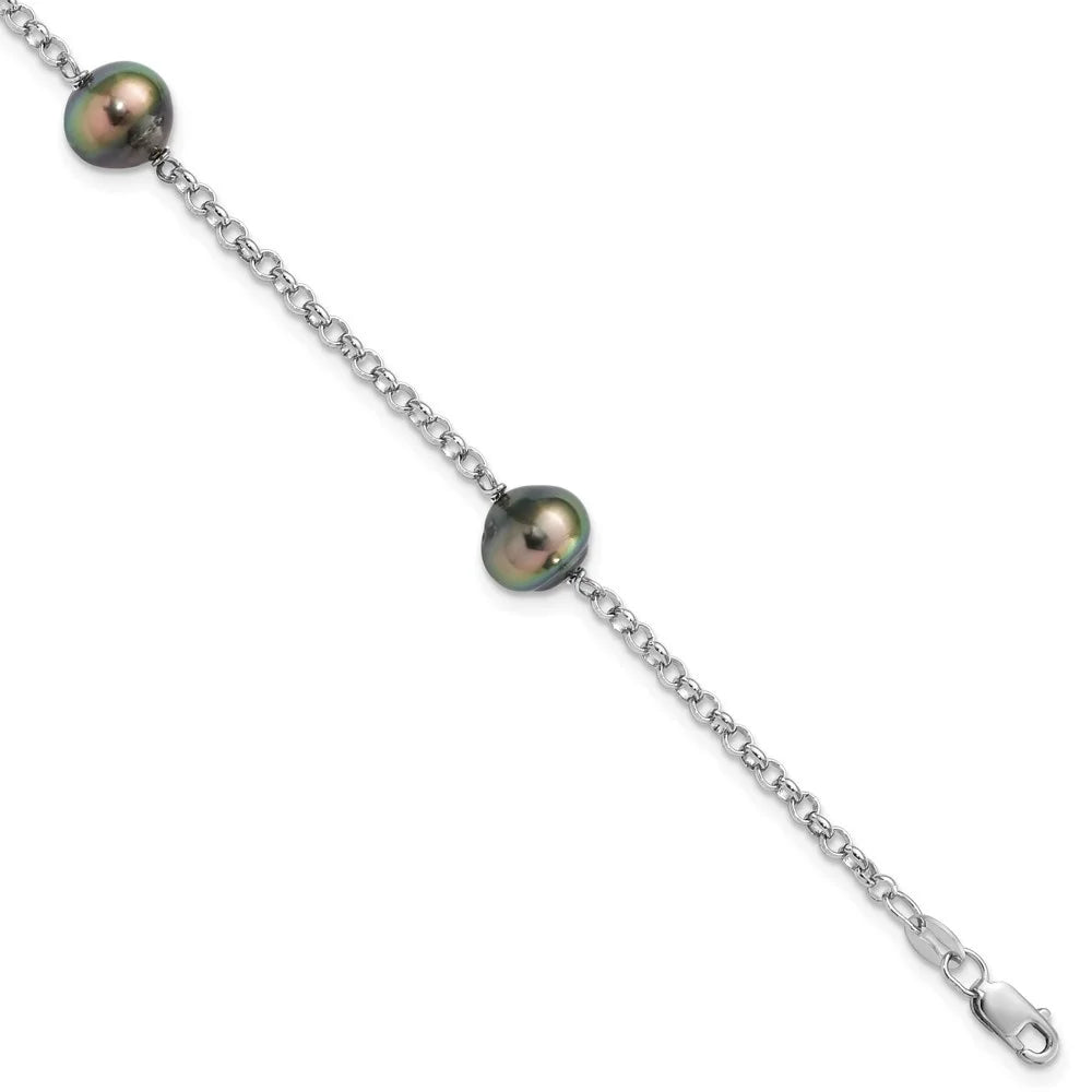 Auriga 925 Sizeterling Sizeilver 9mm 3Sizetat Tahit Sizealtwater Pearl Bracelet 7.5inch for Women
