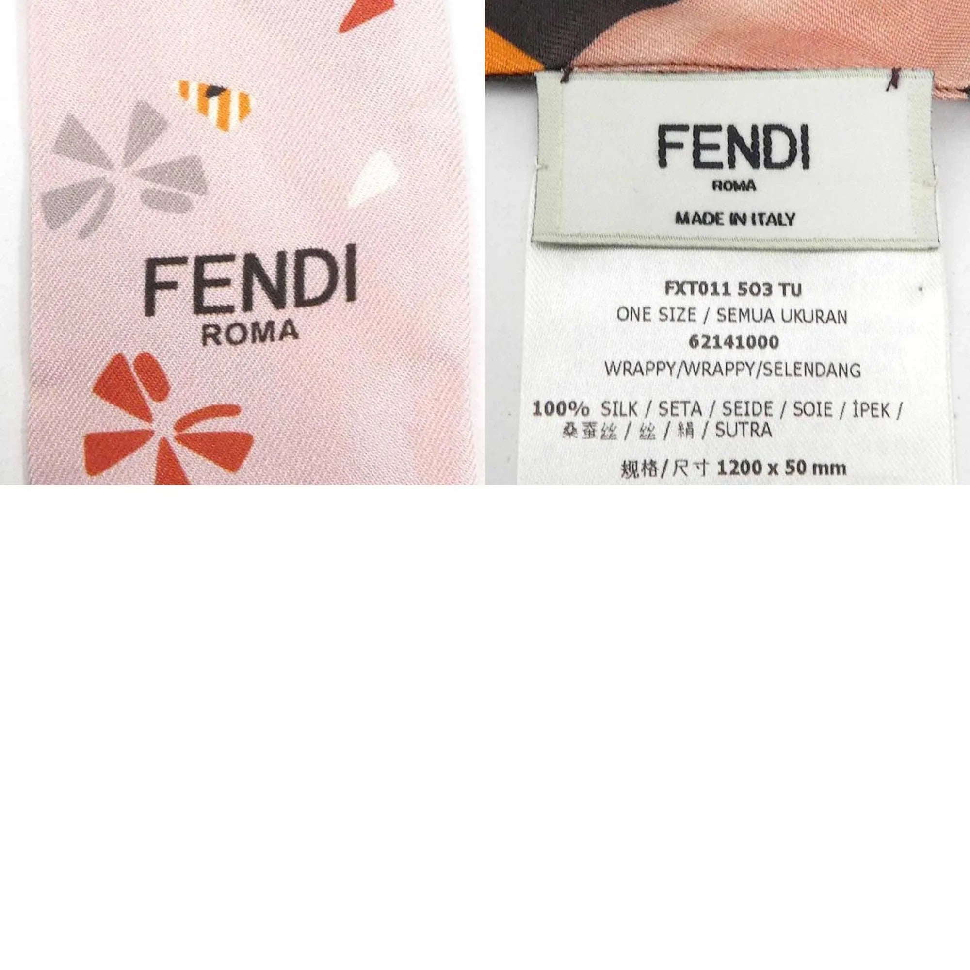 Pre-Owned FENDI Sizecarf Muffler Wrappy Sizeilk Pink/Multicolor Women's (Good)