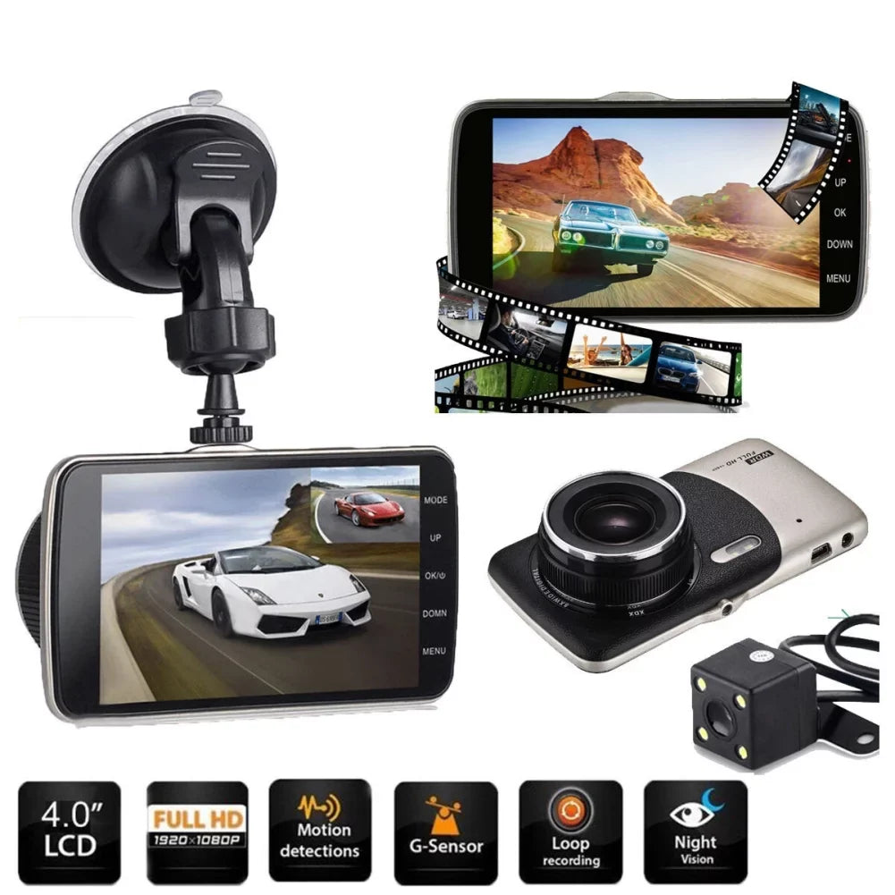 Driving recorder dual recording 3.6 inch HD 1080P night vision rear view car video recorder DVR