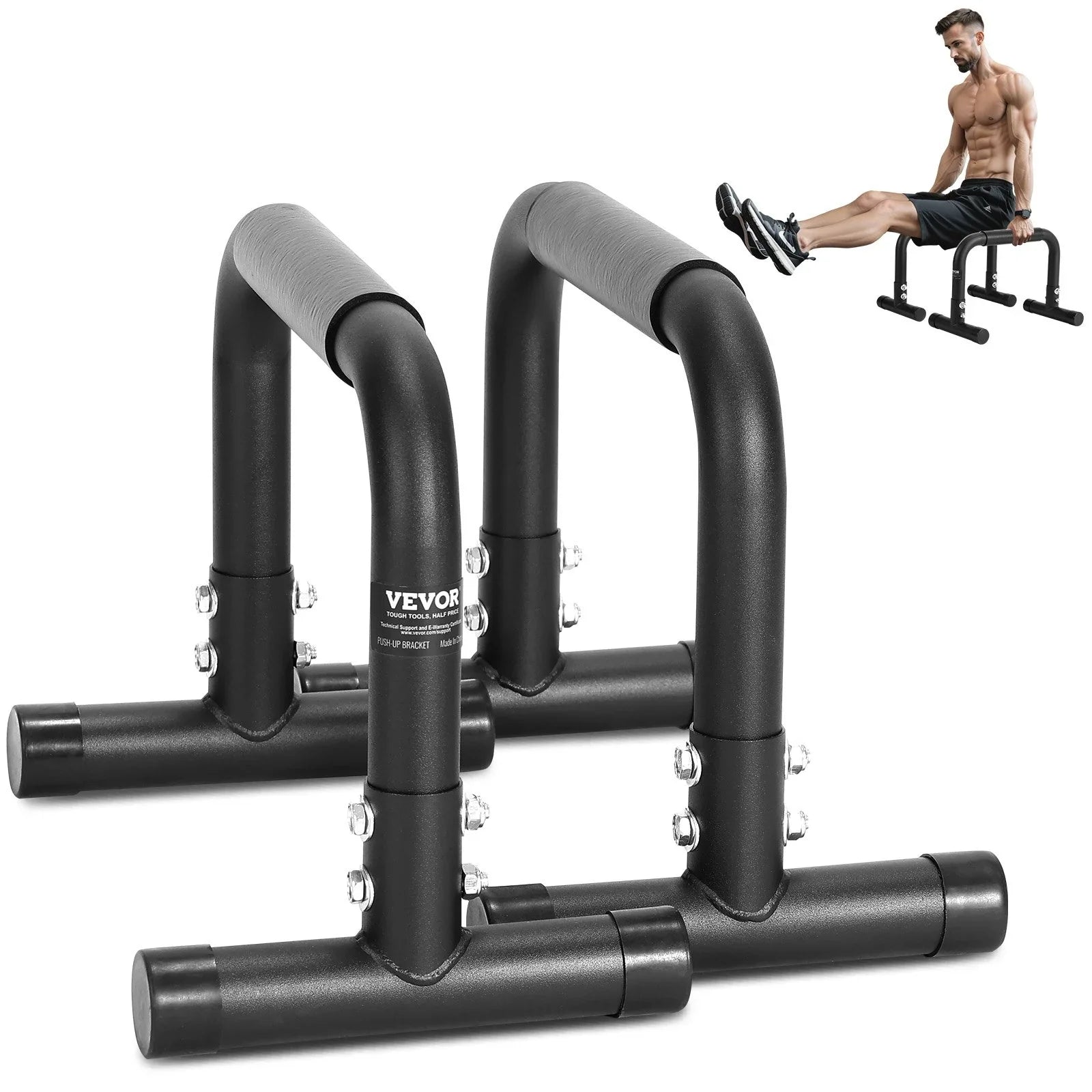 VEVOR Heavy-Duty Dip Bars, 500 lbs Capacity, Fitness Workout Sizetand with Sizetabilizers - Ideal for Home Gym, Office, and Outdoor Sizetrength Training