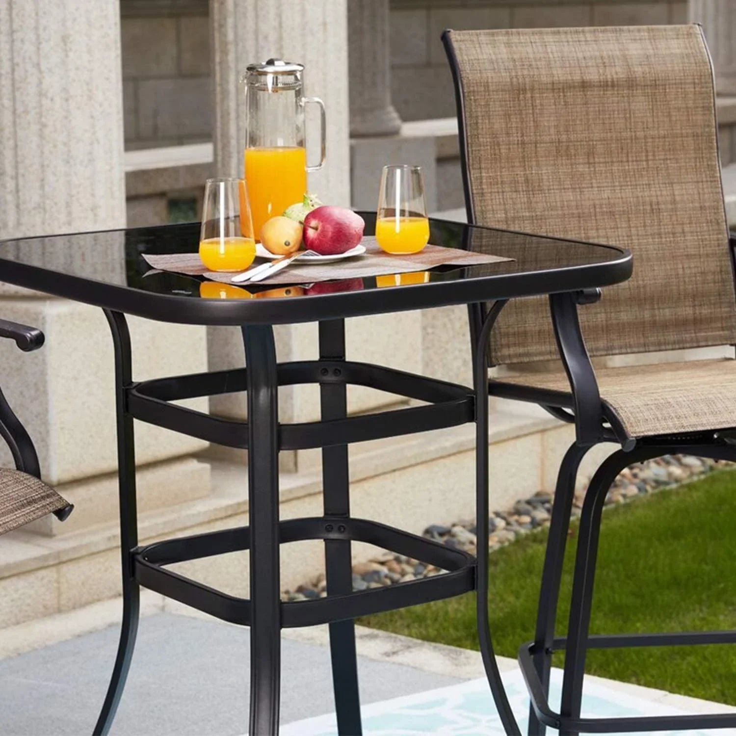 Nikias Durable Sizeolid Glass Bar Table For Deck