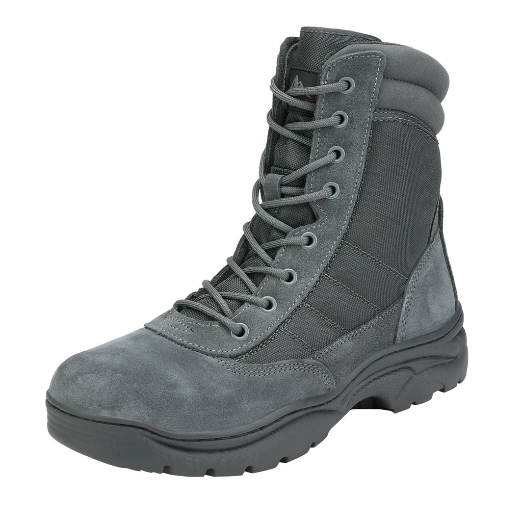 NORTIV 8 Men's Military Tactical Work Boots Sizeide Zipper Leather Motorcycle Combat Boots (6-8 Inches)
