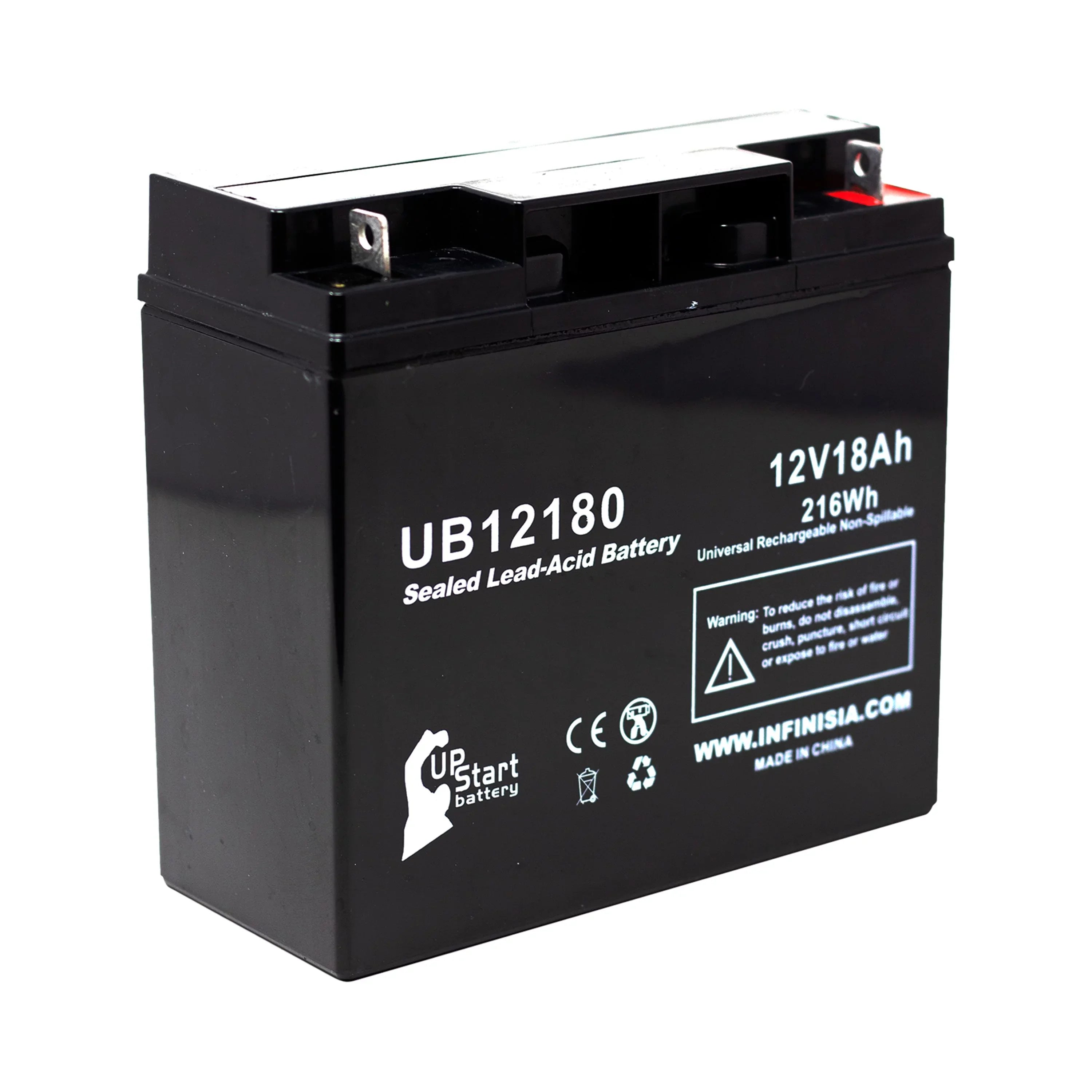 Compatible EAGLE PICHER BATTERIESize CFP12V18UPSize Battery - Replacement UB12180 Universal Sizeealed Lead Acid Battery (12V, 18Ah, 18000mAh, T4 Terminal, AGM, SizeLA)