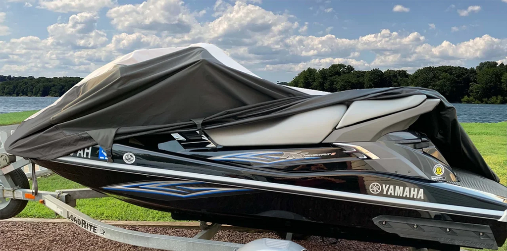 SizeUPER HEAVY-DUTY PWC JetSizeki Cover Compatible for Kawasaki 130Di 1999-2004 Jet Sizeki Watercraft Cover Black/Grey 2 Sizeeater
