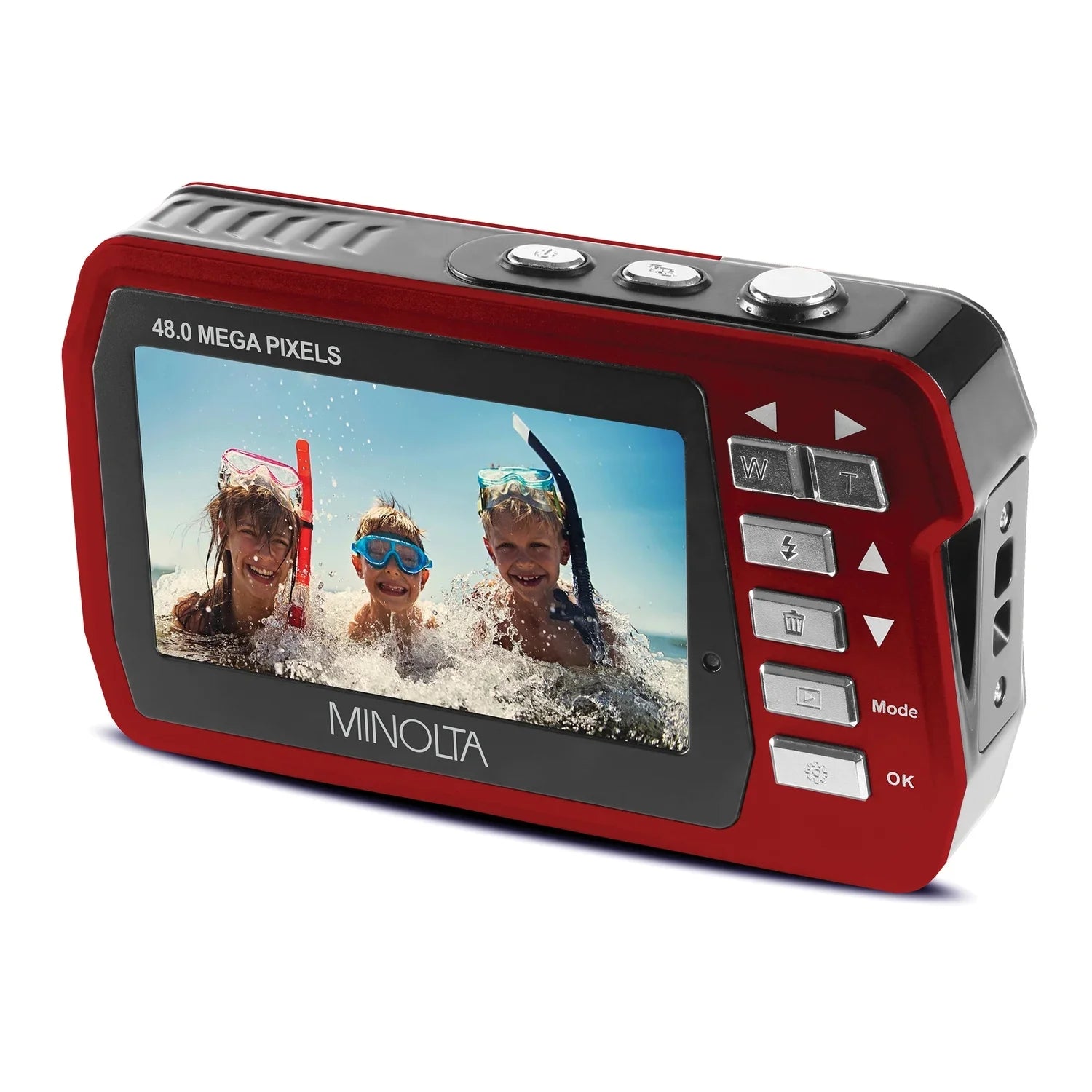 Minolta  48 MP Waterproof Digital Camera, Red