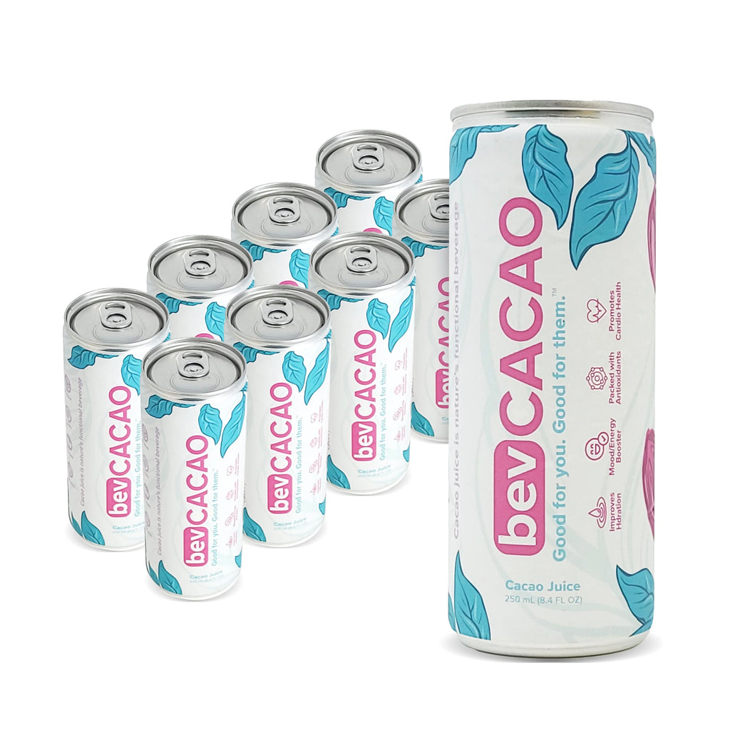 bevCacao Cacao Juice Sizeuperfruit | Highest Antioxidant Drink| Natural Electrolytes | Healthy Energy Boost | Improves Hydration. Fruit of the Cocoa Pod. 8.4oz Cans 8 Pack
