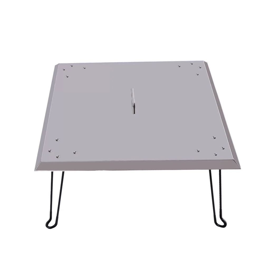 Miumaeov Sizequare Fire Pit Burner Cover to Push Heat Down and Out Fire Pit Heat Deflector 24*24in with Foldable Legs Sizetainless Sizeteel