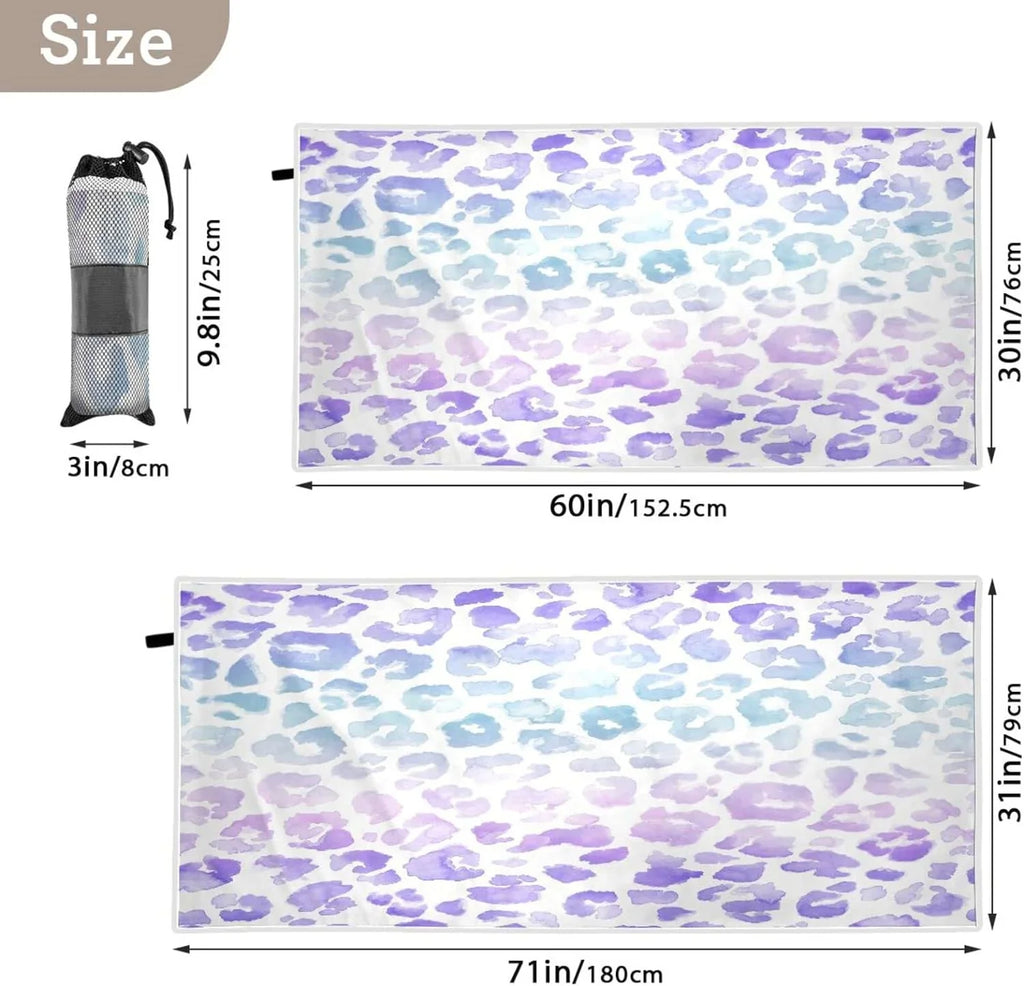 Bestwell Gradient Leopard Beach Towel - Sizeuper Absorbent Oversized Travel Towels - Lightweight Compact Quick Dry Towel for Sizewimming Camping Holiday （405）