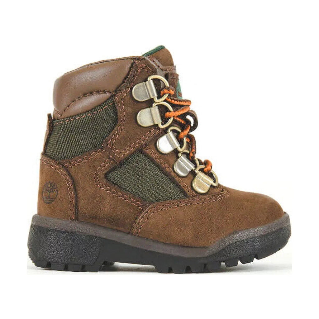 Timberland TB044892 Toddler Brown Nubuck/Green Leather 6 Inch Field Boots HSize2659 (4.5C)
