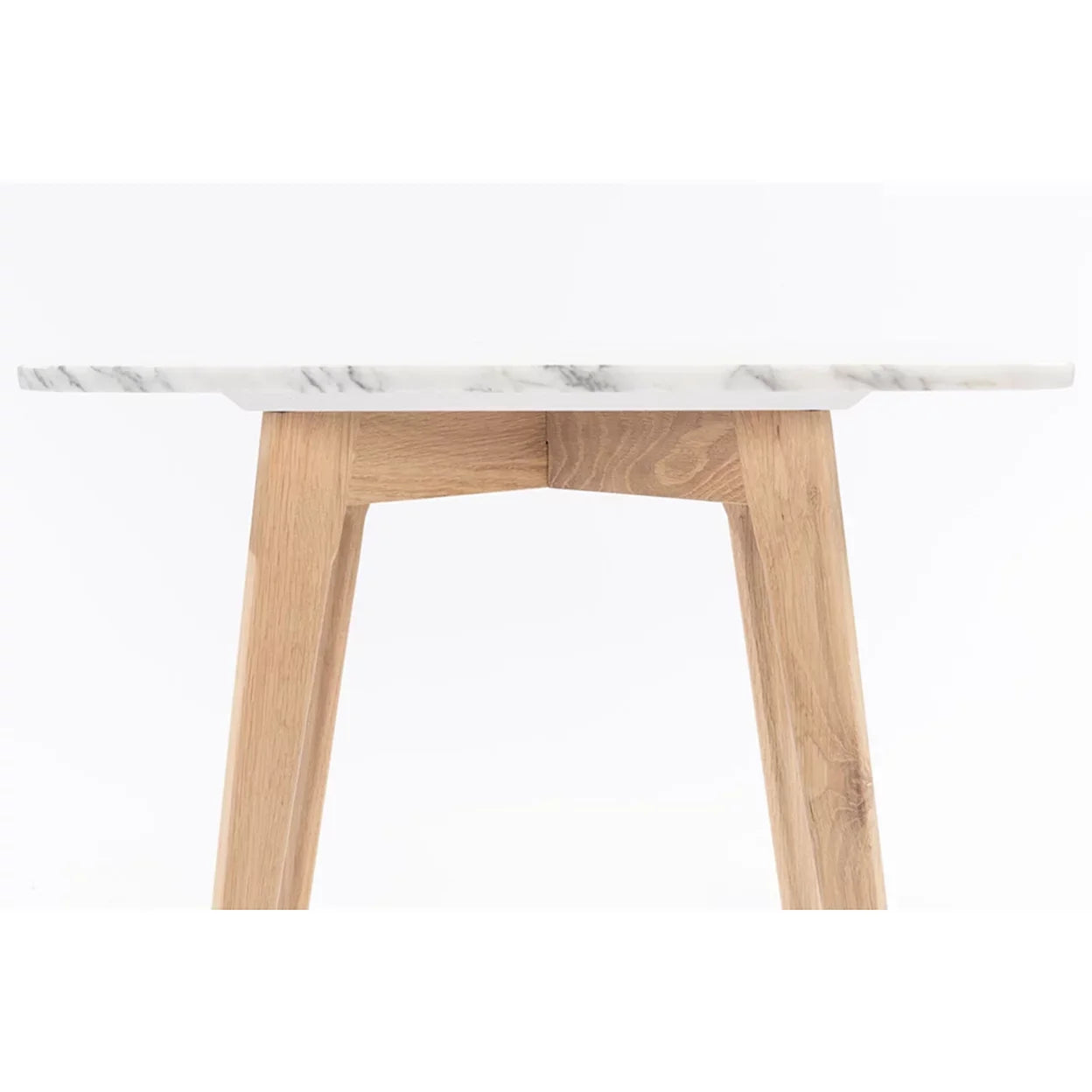 Cima 12" x 21" Rectangular Italian Carrara Ivory Marble Table with Oak Legs