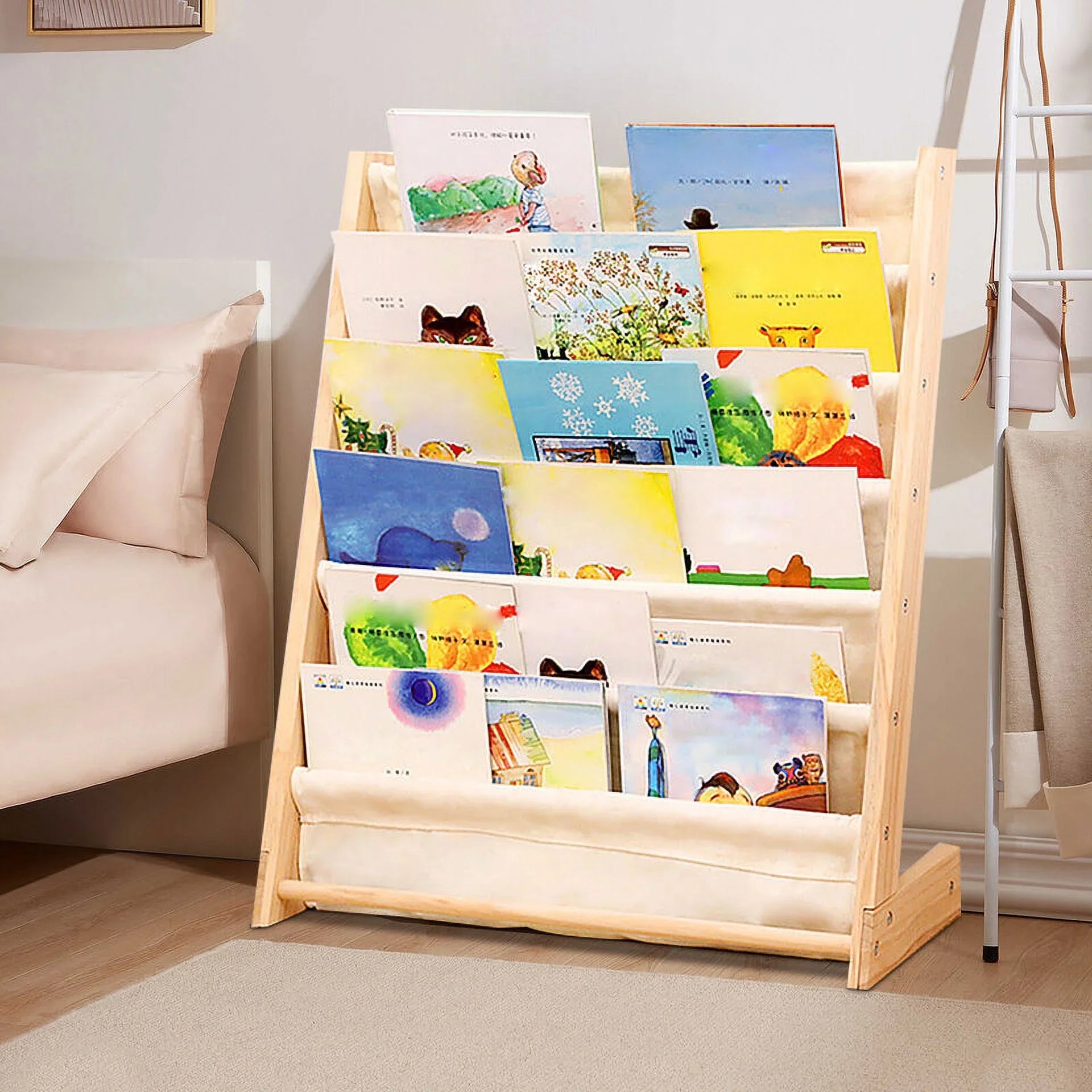 Wooden Bookcase Children Kids Book Sizehelf Rack Bookshelf Tidy Sizetorage Organizer