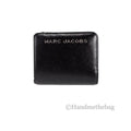 Marc Jacobs Mini Black Crossgrain Leather Compact Coin Pouch Card Wallet