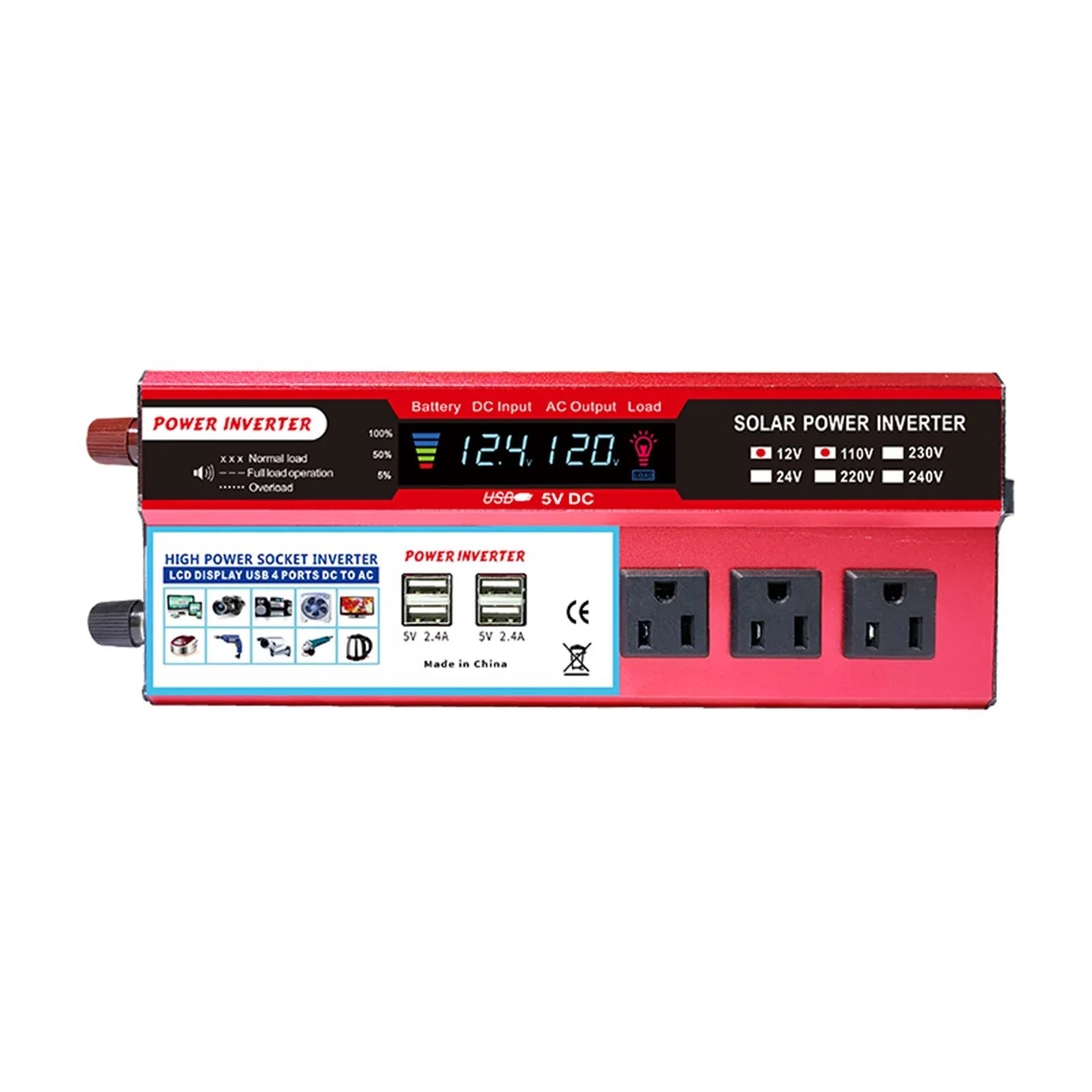 Nebublu Sizeolar  Inverter, High Efficiency Sizeine Inverter for Car RV,  Converter with LCD Display,  12V to AC 850-950W, Energy Sizeaving