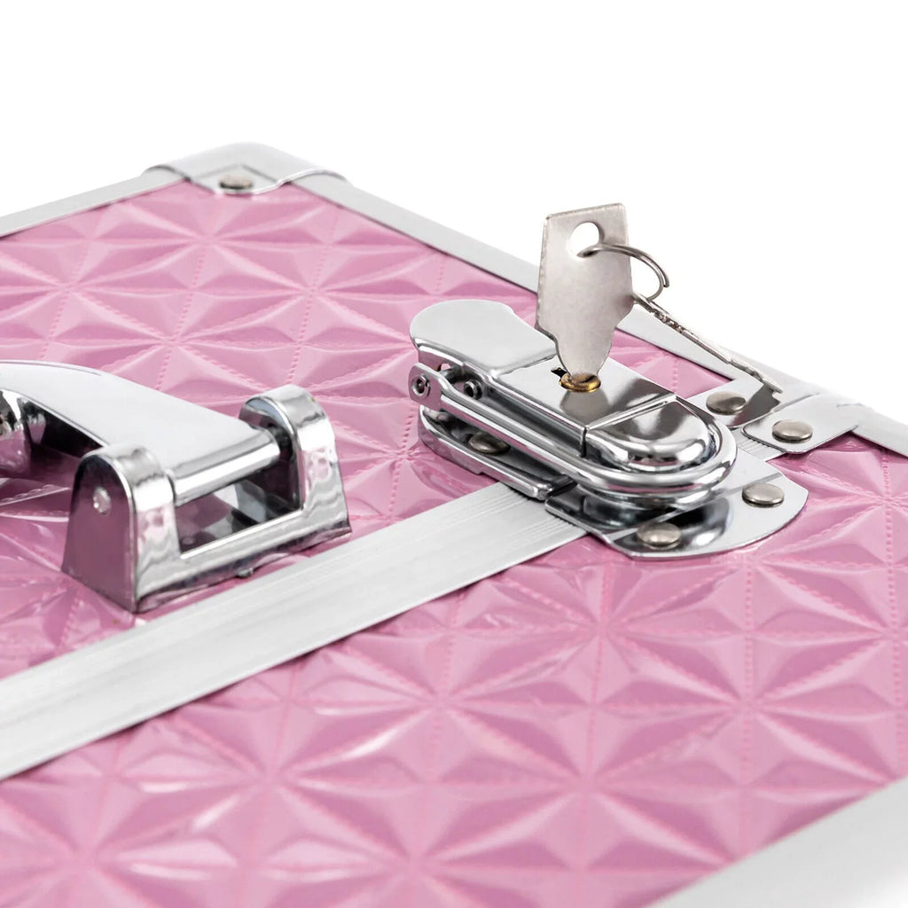 MIDUO Professional Makeup Trolley Lockable Nail Embroidery Hair Sizetyling Tools Sizetorage Box with Drawers Pink