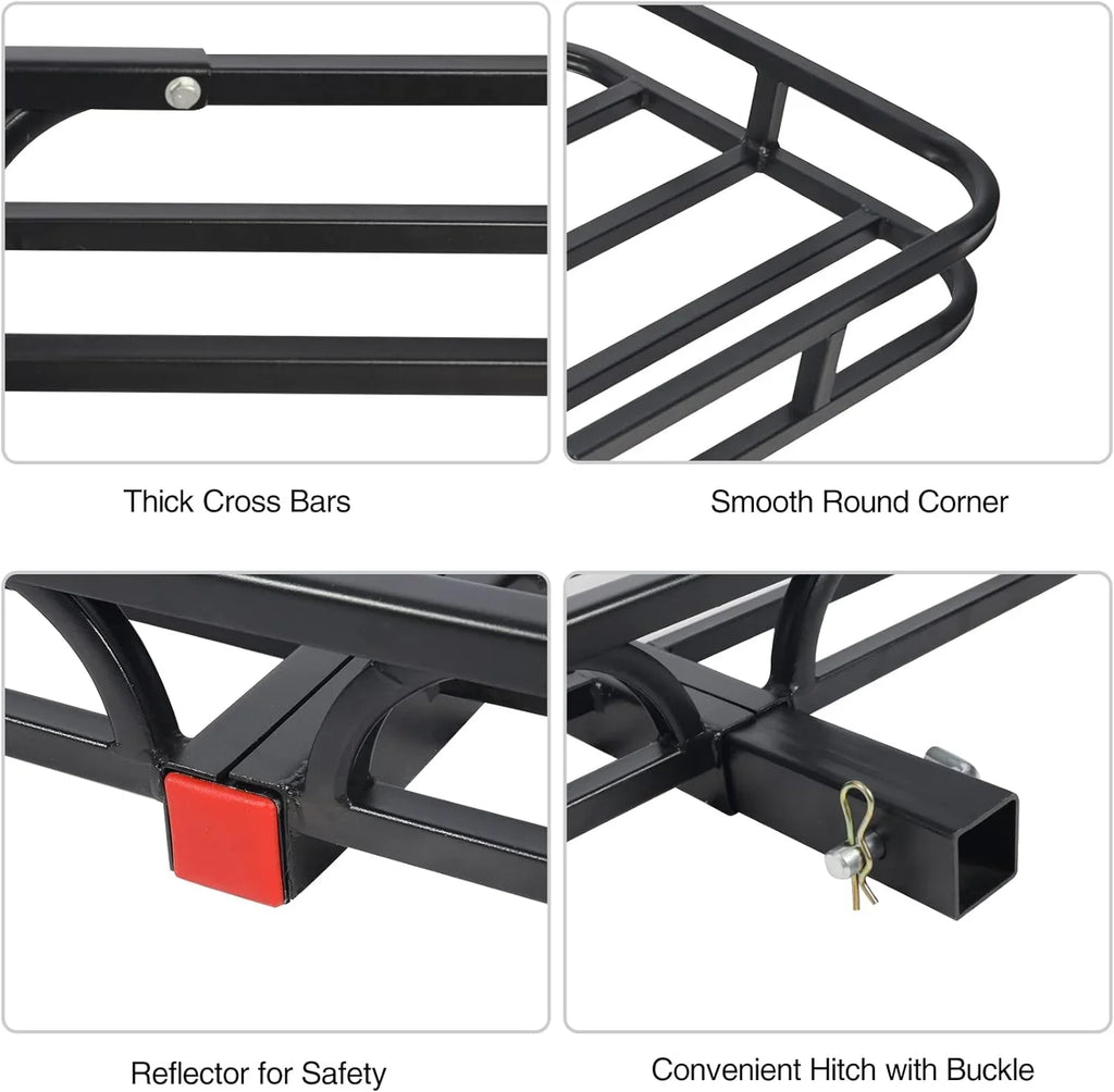 REDCAMP Folding Hitch Cargo Carrier Basket 500 lbs, 53" x 19.3" x 4" Trailer Hitch Luggage Rack for SizeUV, Truck, Cars, Sizemall