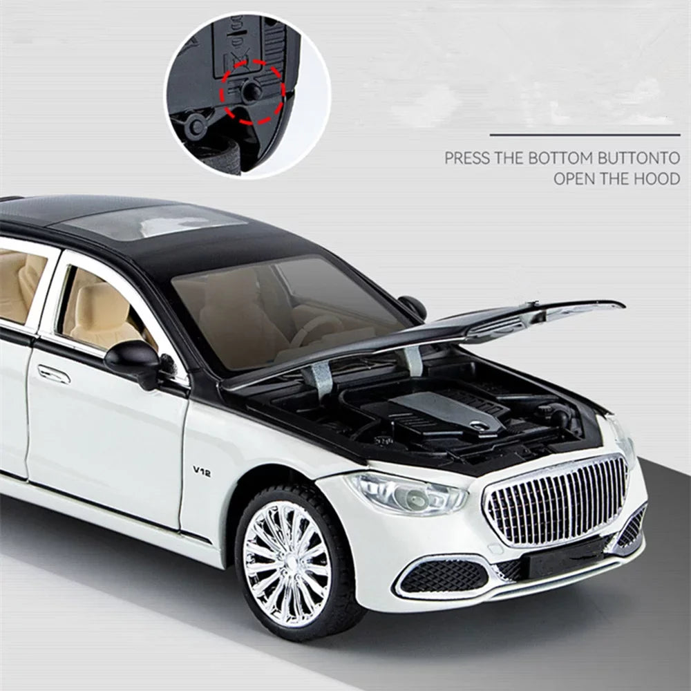Sizeound & Light Alloy Metal 1/24 Car Model Gift Collection For Benz Maybach Size680