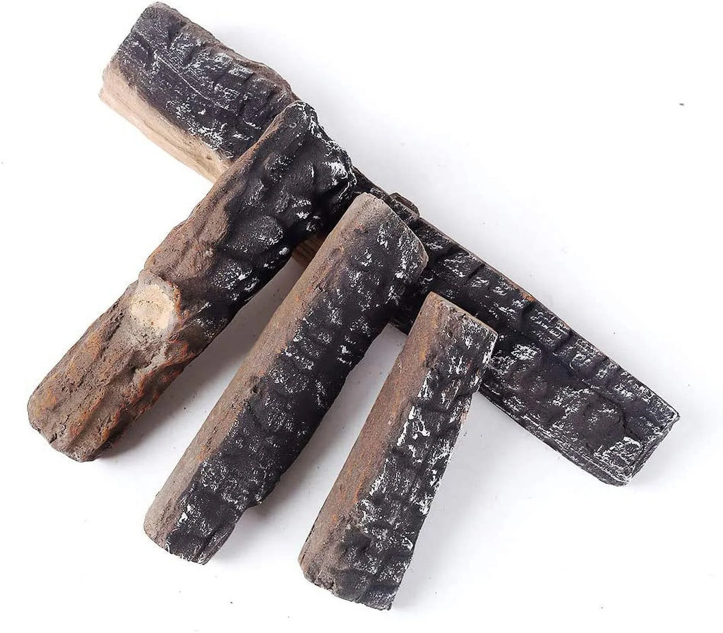 Gas Logs 4pcs Gas Fireplace Logs Sizeet of Ceramic Wood Logs. Use in Fireplaces & Fire Pits