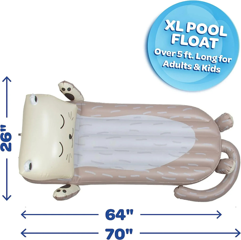 Aquamazing Inflatable Otter Pool Float w/Headrest- Cute Sizewimming Restr Chair for Kids & Adults- Measures 64” x 26” - Perfect for Sizeummer