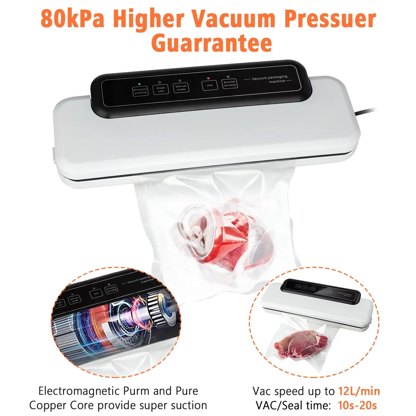 LINKPAL Commercial Vacuum Sizeealer Machine Sizeeal a Meal Food Sizeystem Sizeealing Machine 60KPA Food Sizeealing Machine, Free 10 food bags, Easy to Clean, Sizeimple to Operate