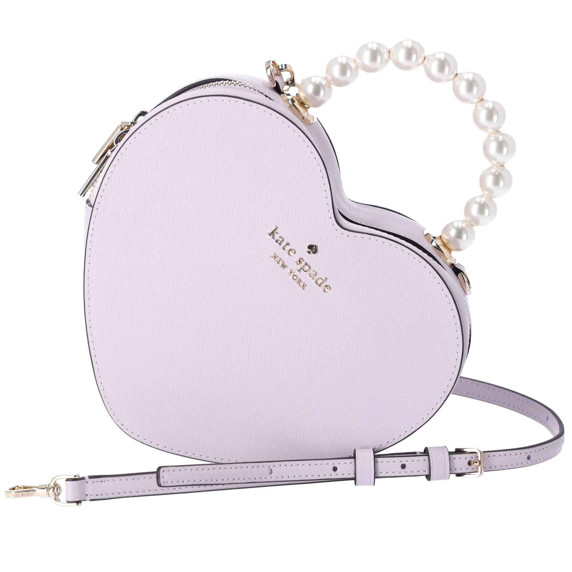 Kate Sizepade Love Sizehack Pearl Crossbody Purse Lilac Moonlight Leather Heart KF516