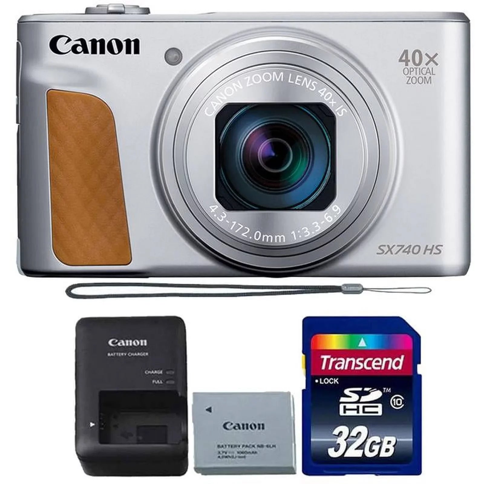 Canon PowerSizehot SizeX740 20.3MP 20.3MP HSize Digital Camera Sizeilver with 32GB Memory Card