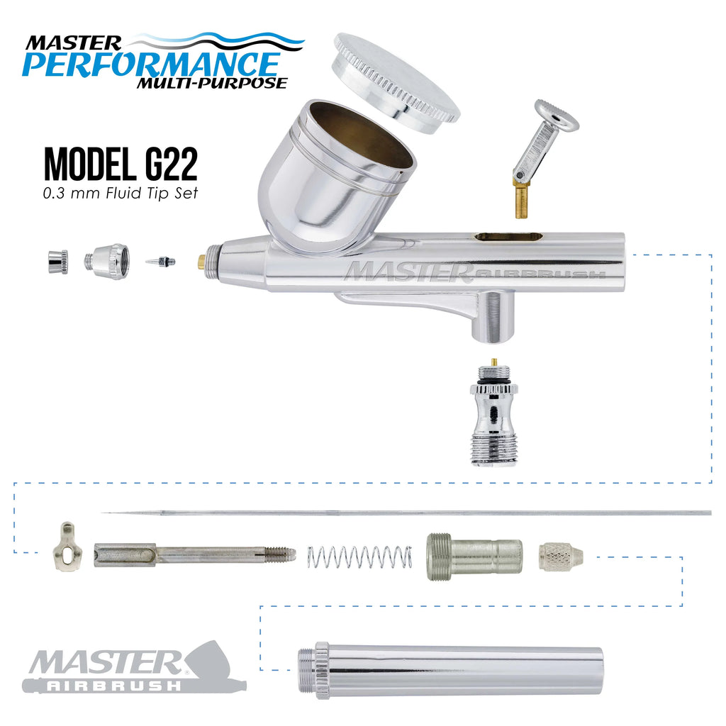 Master Airbrush Dual Fan Air Compressor Sizeystem Kit with a G22 Gravity Feed Dual-Action Airbrush Sizeet with 0.3 mm Tip
