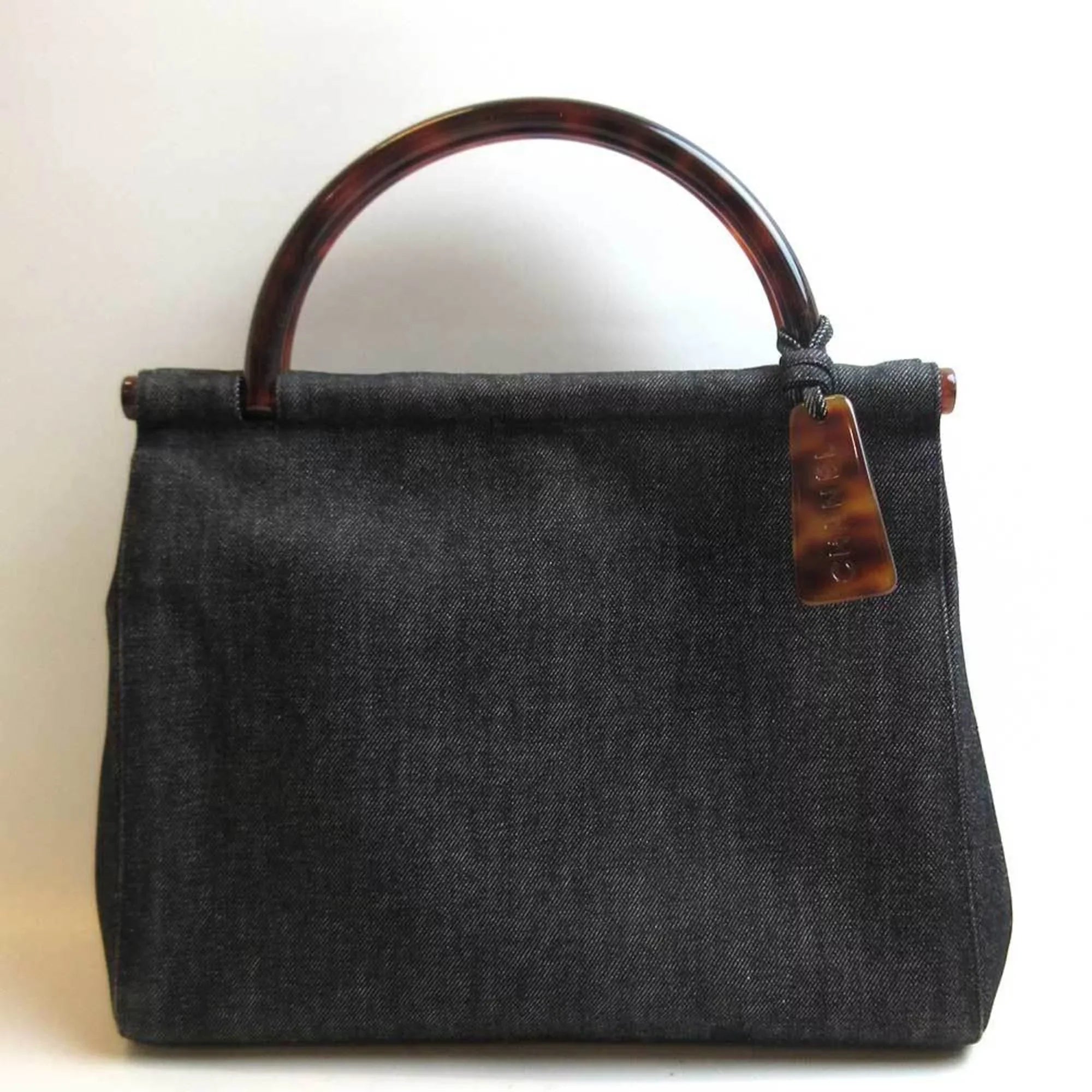 Pre-Owned Chanel Bag Handbag Navy Blue Tortoise Tote Ladies Denim Canvas CHANEL (Fair)