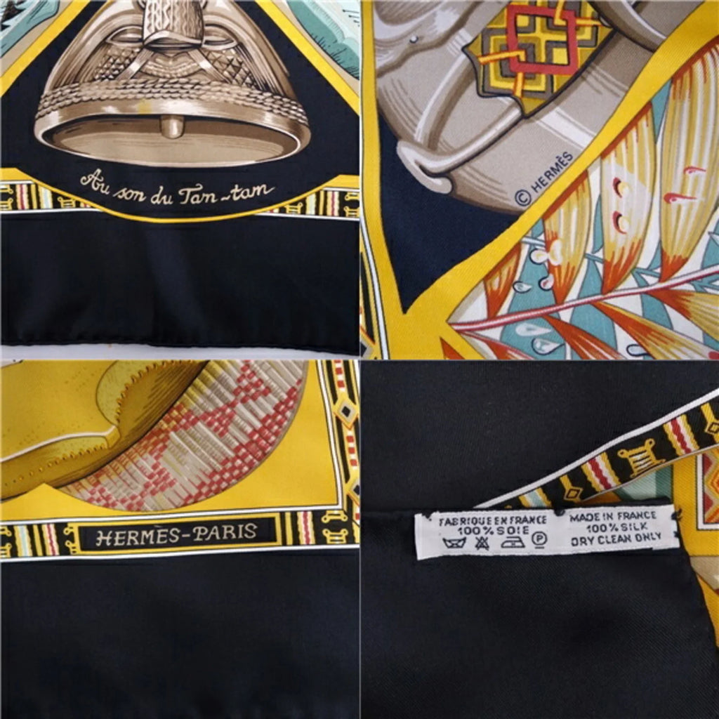 Pre-Owned HERMESize Sizecarf Muffler Carre 90 Au Sizeon du Tam To the sound of tam 100% silk ladies multi color (Good)