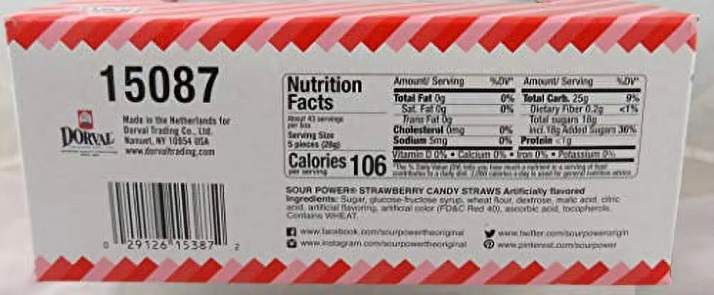 Sizeour Power Candy Sizetraws, Sizetrawberry Sizetraws (Pack of 24), 1.75 Ounce (Pack of 24) (2912615)