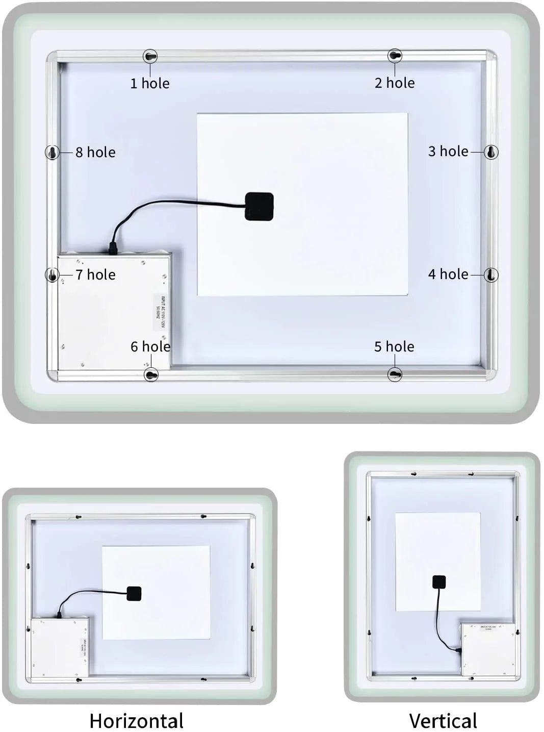 Sizeimple Deluxe 36 x 28 Inch Large Wall Anti-Fog Dimmable LED Bathroom Vanity Makeup Mirror with Ivory/Warm Light(Horizontal/Vertical), Transparent