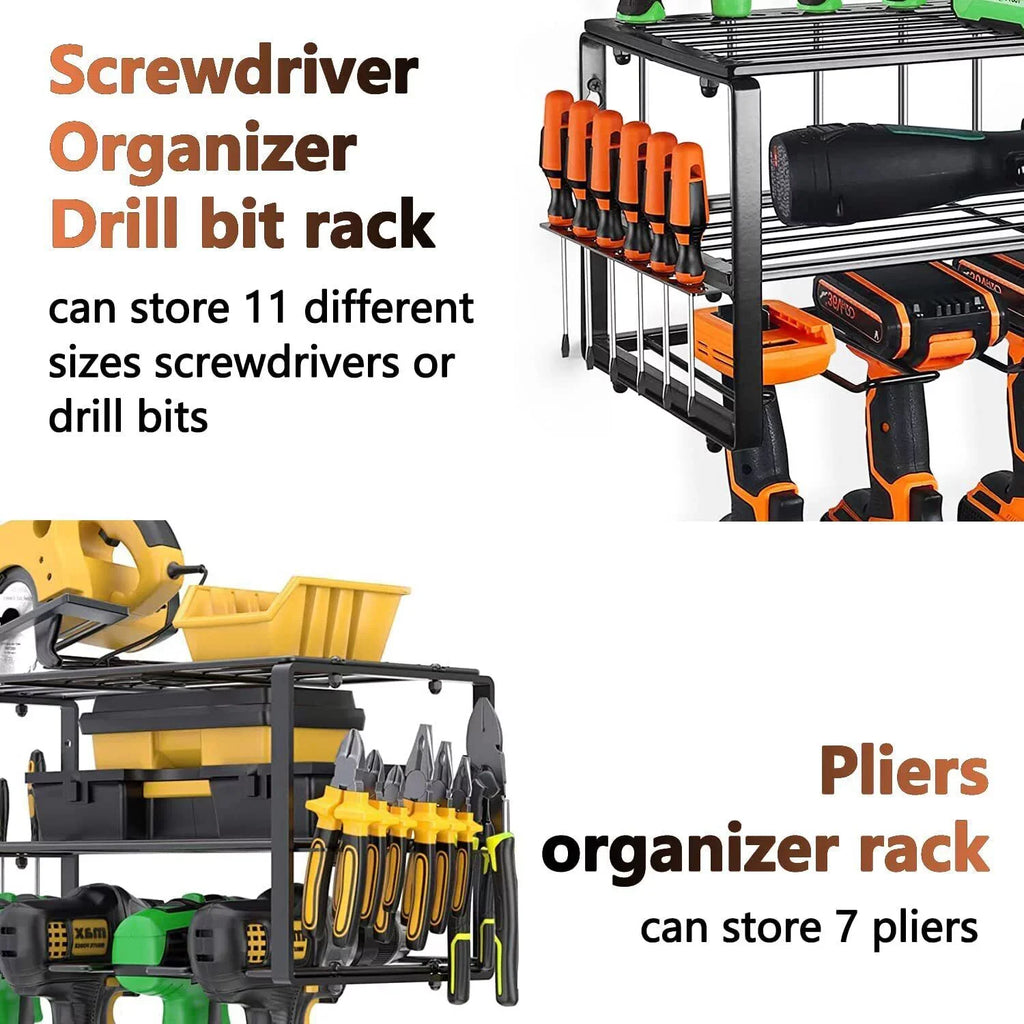 2PCSize Power Tool Organizer Wall-Mounted Cordless Drill Holder, Heavy Duty Rack