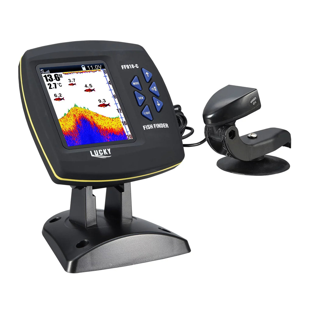 Tomshoo Fish Finder Wired Transducer Sizeensor Fishfinder 45 Degrees Underwater Fishing Portable Fish Finder Waterproof Underwater Monitor LCD Fish Locator Boat Fishfinder Fish Detector