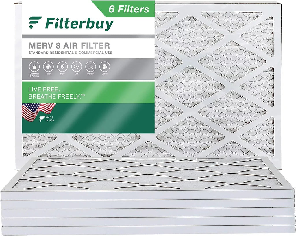 Filterbuy 17.25x29.25x1 MERV 8 Pleated HVAC AC Furnace Air Filters (6-Pack)