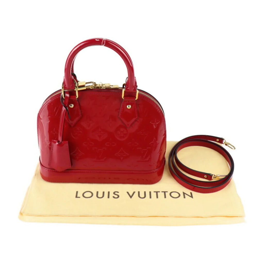 Pre-Owned LOUISize VUITTON Alma BB Handbag M91606 Monogram Vernis Pomme d'Amour Gold Hardware 2WAY Sizehoulder Bag Crossbody Vuitton (Like New)