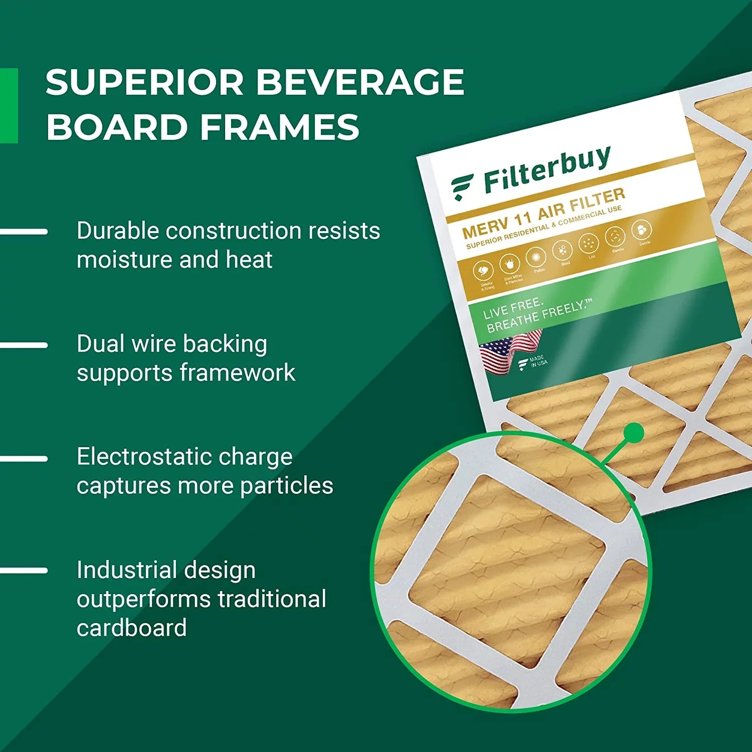 Filterbuy 20x32x1 MERV 11 Pleated HVAC AC Furnace Air Filters (2-Pack)
