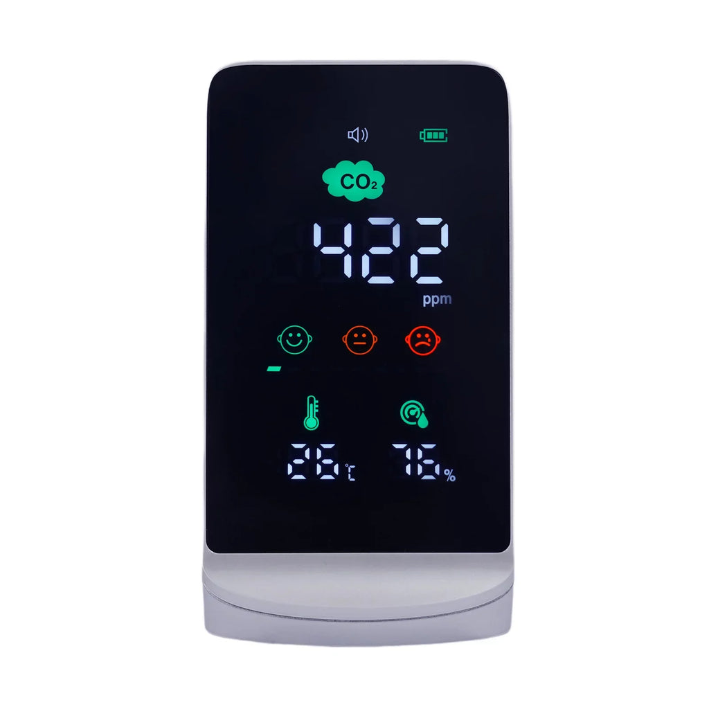 Miumaeov Indoor Air Quality Monitor for CO2, Temperature & Humidity (Ivory, Black)