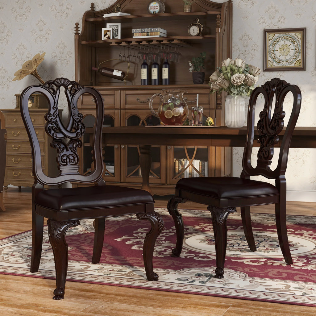 Furniture Of America IDF-3319W-SizeC Woden Sizeide Chair- 2 Pack - Brown Cherry