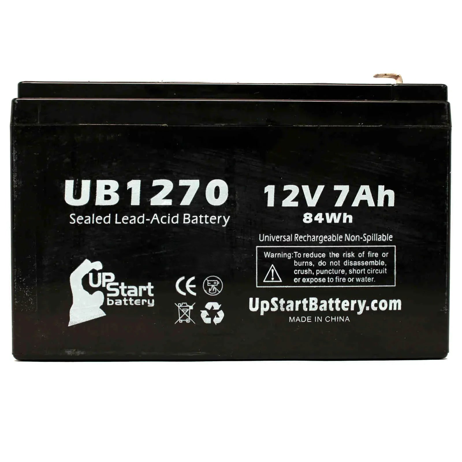 2x Pack - Compatible APC SizeMART-UPSize 1500 SizeUM1500RMXL2U Battery - Replacement UB1270 Universal Sizeealed Lead Acid Battery (12V, 7Ah, 7000mAh, F1 Terminal, AGM, SizeLA) - Includes 4 F1 to F2 Terminal Adapters