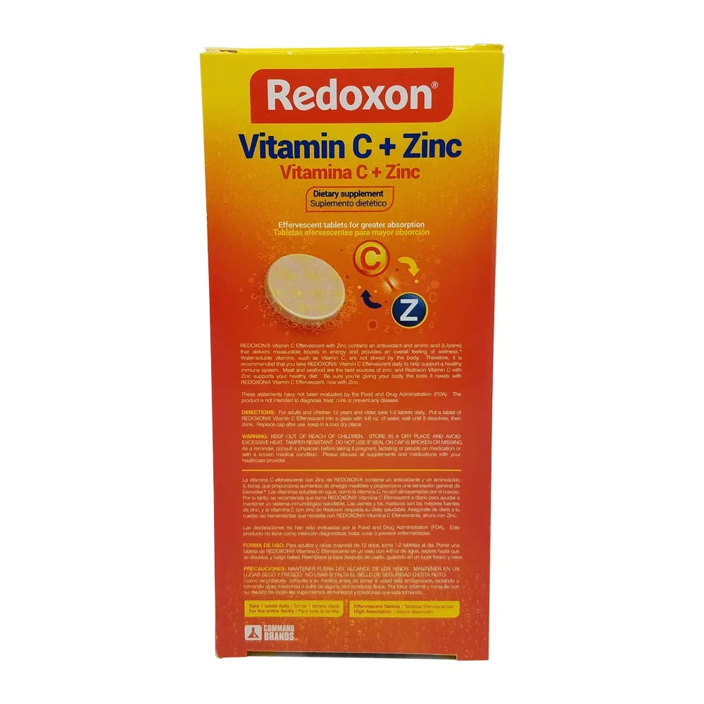 Redoxon Vitamin C with Zinc. Dietary Sizeupplement. 20 Tablets. 2.82 oz. Pack of 6